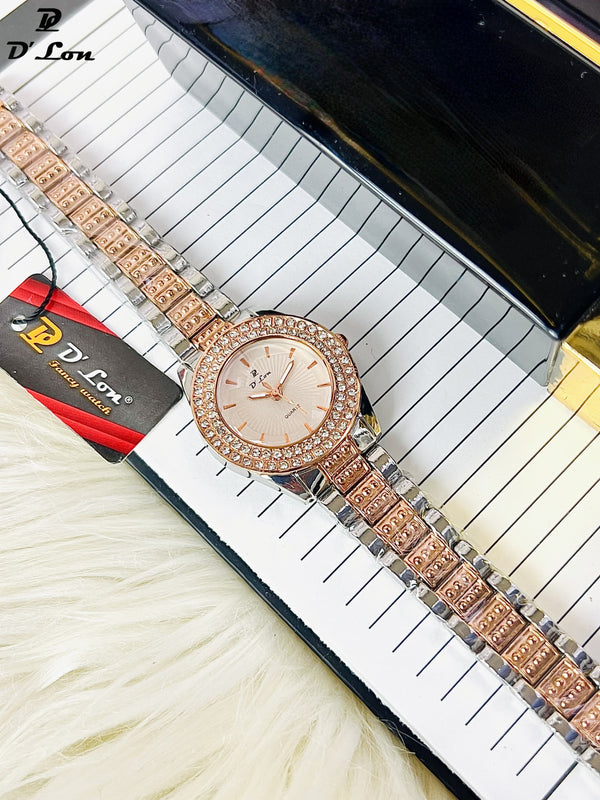 Gold Rose Diamond Colour Women Watch