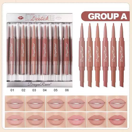 Dragon Ranee 2in1 lipstick lipliner 6pcs set